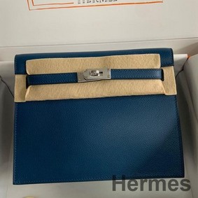 Hermes Kelly Danse II Bag In Deep Blue Evercolor Calfskin