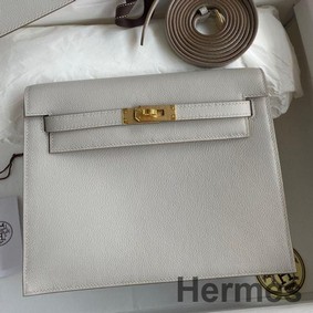 Hermes Kelly Danse II Bag In Pearl Grey Evercolor Calfskin