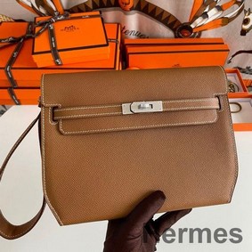 Hermes Kelly Depeches 25 Pouch in Gold Epsom Calfskin