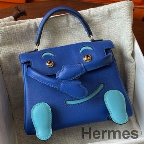 Hermes Kelly Doll Quelle Idole Bag in Blue Swift Calfskin