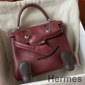 Hermes Kelly Doll Quelle Idole Bag in Bordeaux Swift Calfskin