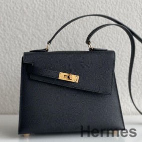 Hermes Kelly En Desordre 20 Handmade Bag In Black Epsom Calfskin