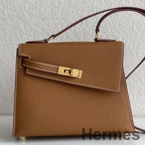Hermes Kelly En Desordre 20 Handmade Bag In Gold Epsom Calfskin