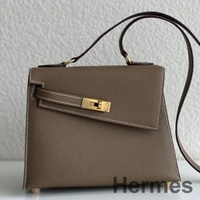 Hermes Kelly En Desordre 20 Handmade Bag In Taupe Epsom Calfskin