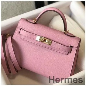 Hermes Kelly Mini II Bag In Mauve Sylvestre Epsom Leather GHW