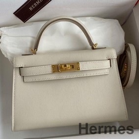 Hermes Kelly Mini II Sellier Handmade Bag In Craie Swift Calfskin