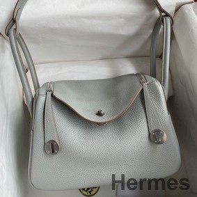 Hermes Lindy 26 Handmade Bag In Blue Glacier Clemence Leather