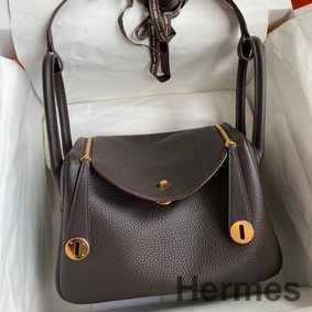 Hermes Lindy 26 Handmade Bag In Ebene Clemence Leather