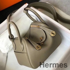 Hermes Lindy Mini Bag In Tourterelle Clemence Leather GHW