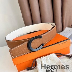 Hermes Luck Reversible Belt 38MM in Epsom Leather with Black Buckle
