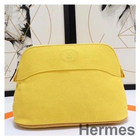 Hermes Medium Bolide Travel Case In Yellow Cotton