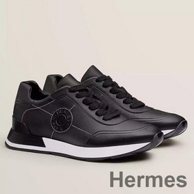 Hermes Men's Drive Sneakers In Black Leather