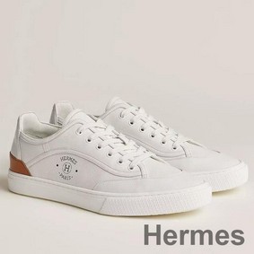 Hermes Men's Get Sneakers in White Calfskin