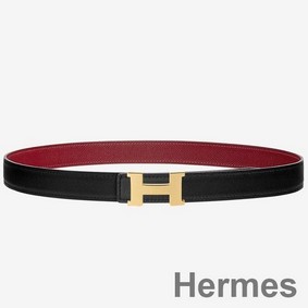 Hermes Mini Constance 24mm Reversible Belt Black/Ruby