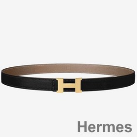 Hermes Mini Constance 24mm Reversible Belt Black/Taupe