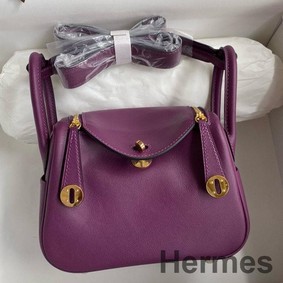 Hermes Mini Lindy Handmade Bag In Anemone Swift Leather