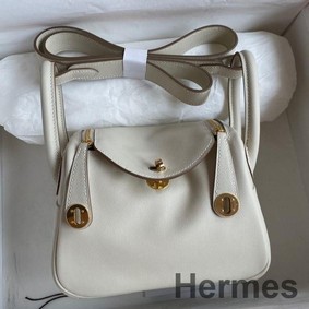 Hermes Mini Lindy Handmade Bag In Craie Swift Leather