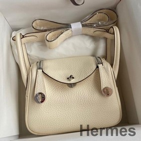 Hermes Mini Lindy Handmade Bag In Nata Clemence Leather
