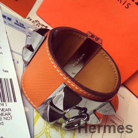 Hermes Orange Epsom Collier de Chien Bracelet Size S