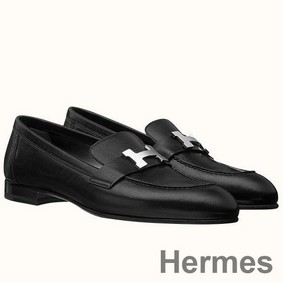 Hermes Paris Loafers In Noir Goatskin