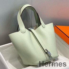 Hermes Picotin Lock 18 Bag In Vert Fizz Clemence Leather