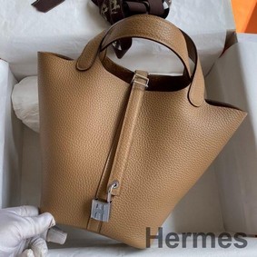 Hermes Picotin Lock 18 Handmade Bag in Chai Clemence Leather
