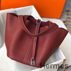Hermes Picotin Lock 22 Bag In Bordeaux Clemence Leather