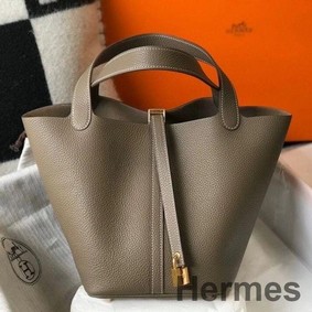 Hermes Picotin Lock 22 Bag In Taupe Clemence Leather