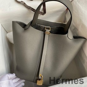 Hermes Picotin Lock 22 Handmade Bag in Etain Clemence Leather