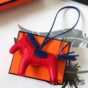 Hermes Rodeo Horse Bag Charm In Red/Blue Leather
