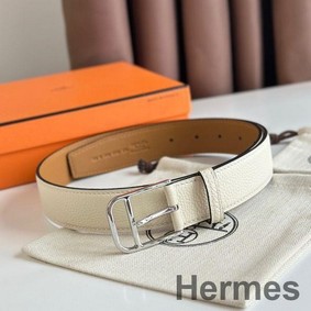 Hermes Romain 35MM Belt in Craie Clemence Leather
