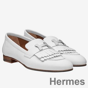 Hermes Royal Loafers In White Calfksin