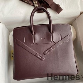 Hermes Shadow Birkin 25 Limited Edition Bag In Chocolat Swift Calfskin