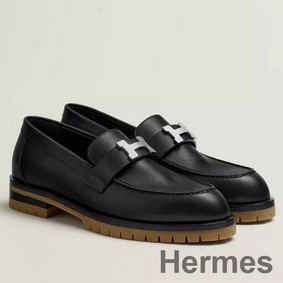 Hermes Women's Faubourg Loafers in Black Leather